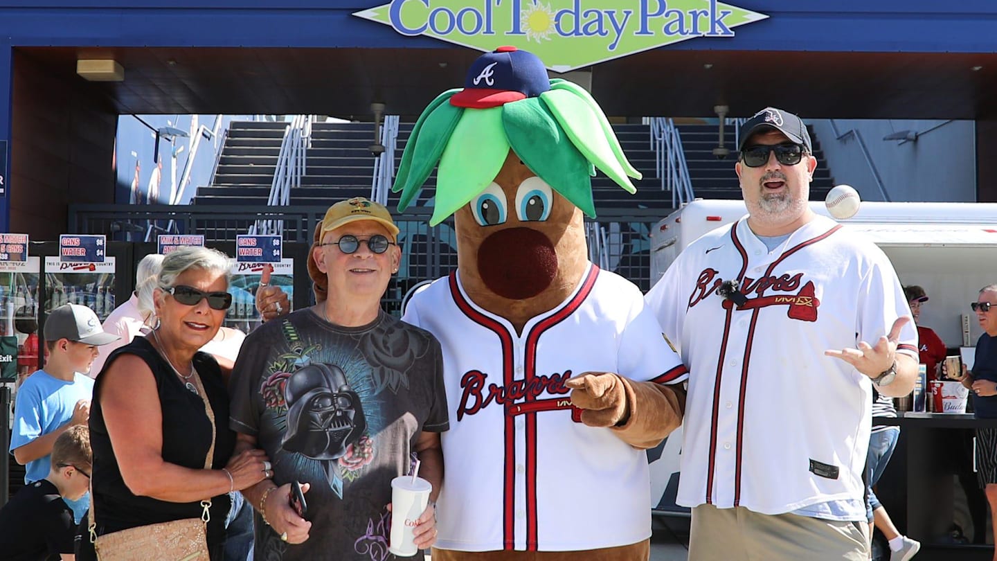 Maria Kolotos and Howard Weisberg meet up with the aptly named mascot, Palmer, and his handler MC Patrick. The 5th Annual Grilled Cheese Festival took place at CoolToday Park in North Port on Nov. 22nd with about 3,000 guests in attendance. The free event coincides each year with the first day of the Atlanta Braves spring training single game tickets going on sale.