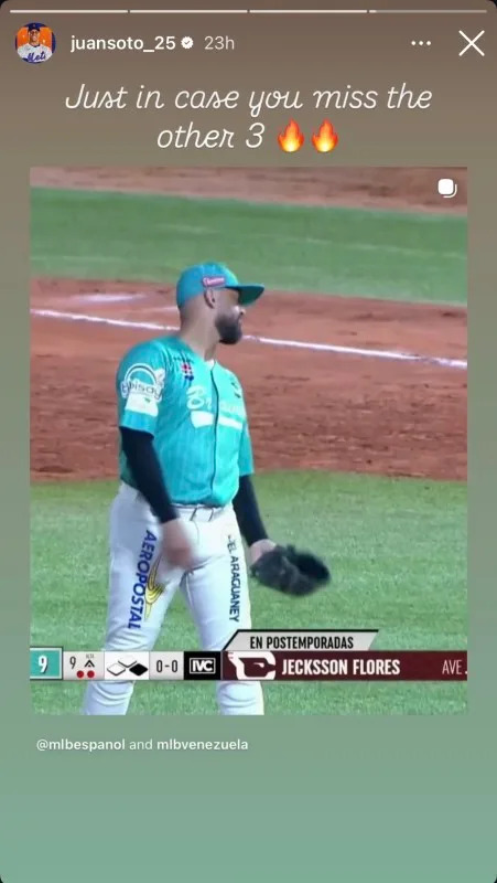 New York Mets outfielder Juan Soto's Instagram Story on Jan. 11, 2026&commat;juansoto&lowbar;25 on Instagram