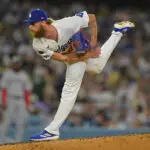 Los Angeles Dodgers reliever Michael Kopech in 2025.