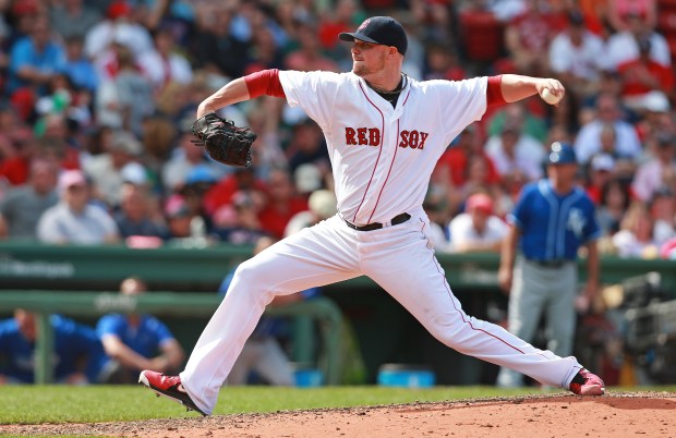 (Boston, MA 07/20/2014) Boston Red Sox starting pitcher Jon Lester pitches the seventh inning against the Kansas City Royals at Fenway Park on Sunday, July 20, 2014. Staff Photo by Matt West. 