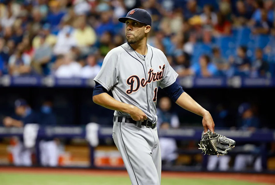 Detroit Tigers starting pitcher David Price walks back to the dugout at the end of the fourth inning against the Tampa Bay Rays at Tropicana Field, July 28, 2015.
