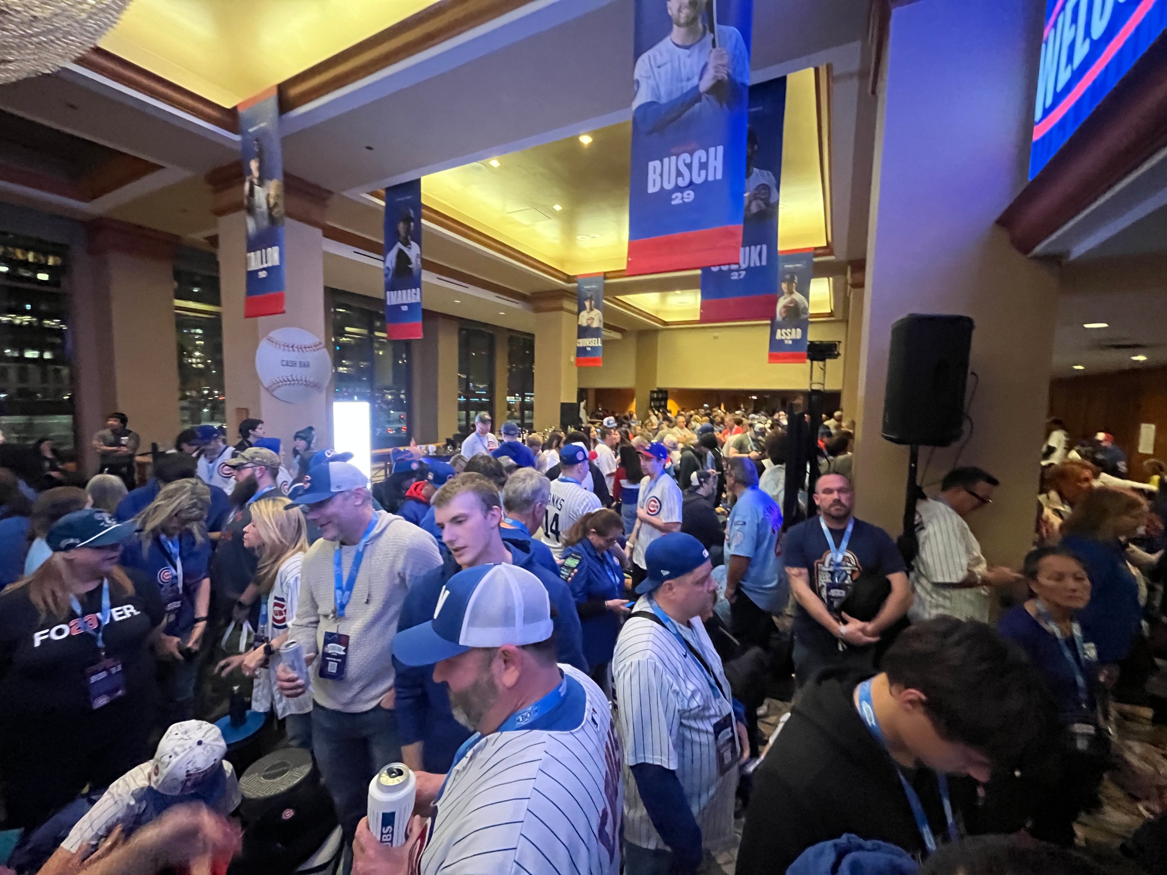 The line to get into Bingo on Saturday evening at Cubs Convention