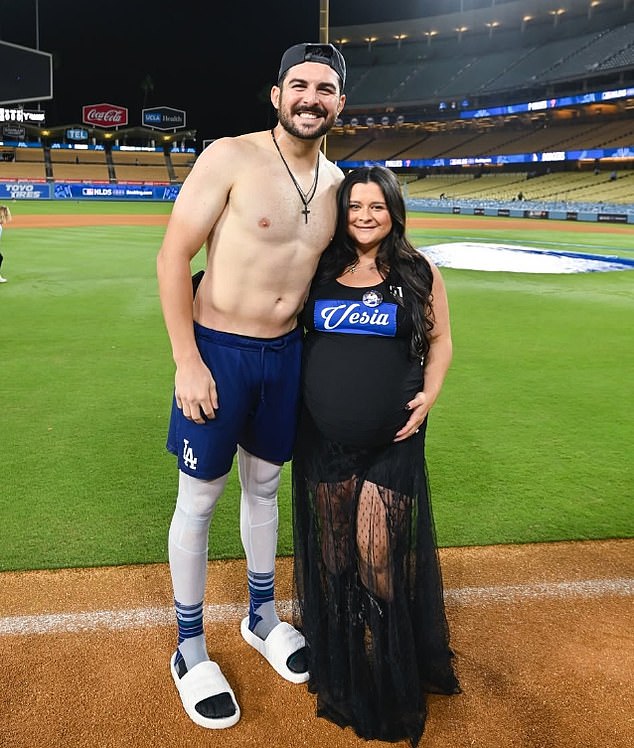 Alex and Kayla pictured celebrating the Dodgers' playoff success together in early October