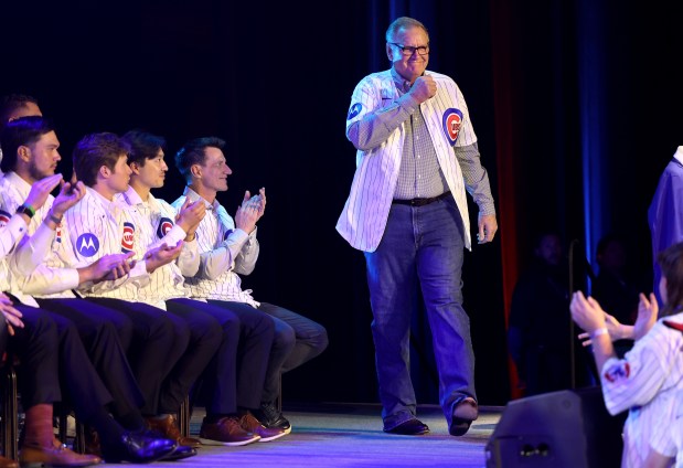 Former Chicago Cubs catcher Jody Davis is introduced during day 1 of the Cubs Convention at the Sheraton Grand Chicago on Friday, Jan. 16, 2026. (Chris Sweda/Chicago Tribune)