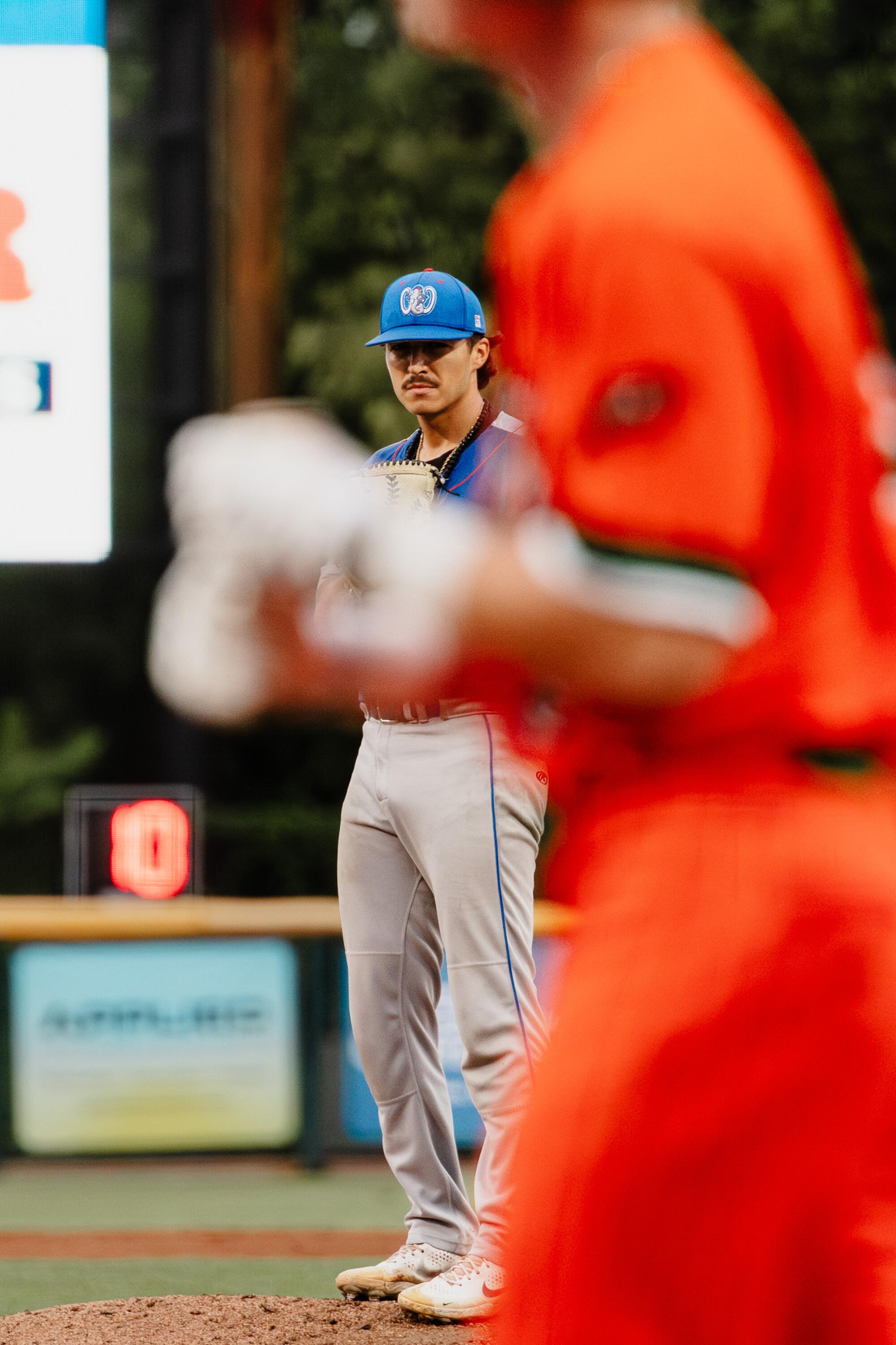 Dillon Chapa from the Westside Woolly Mammoths gets set to pitch in a USPBL game last season.
