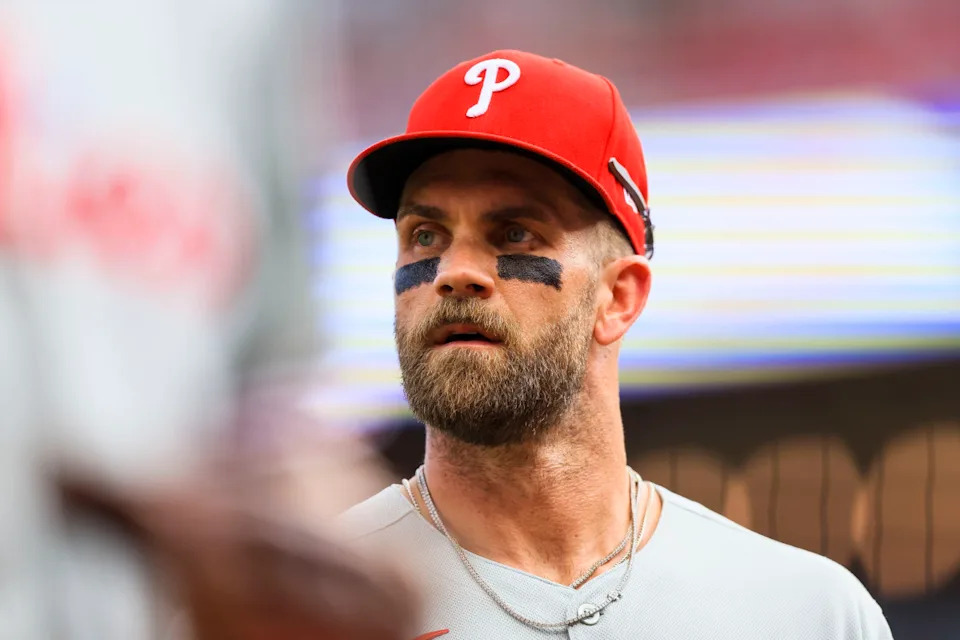 Philadelphia Phillies first baseman Bryce Harper (3)© Katie Stratman-Imagn Images