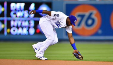Former Los Angeles Dodgers infielder Hanser Alberto playing for the team in 2022.