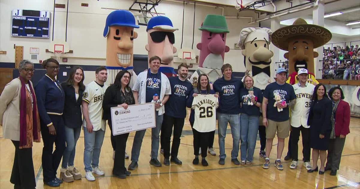 Milwaukee Brewers bring Frozen Sausage Tour to school