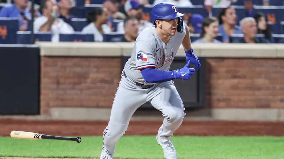 Texas Rangers left fielder Wyatt Langford running