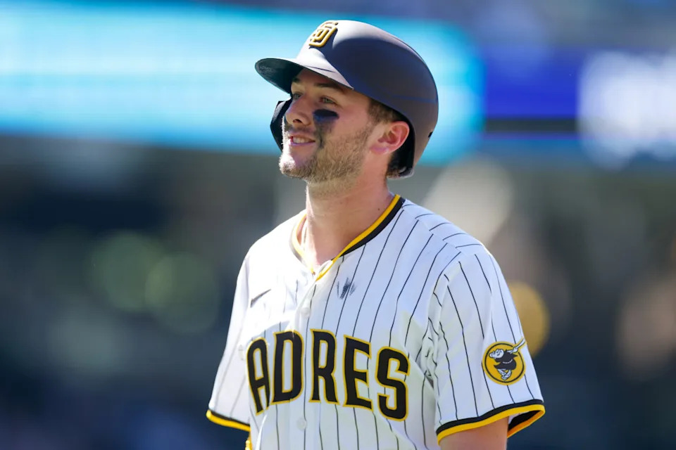 San Diego Padres center fielder Jackson Merrill (3)© David Frerker-Imagn Images