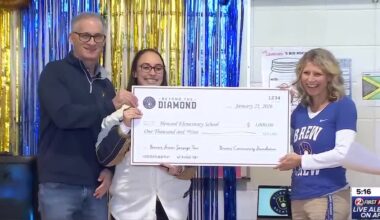 Brewers players, racing sausages honor Howard teacher with Grand Slam Teacher of the Month award