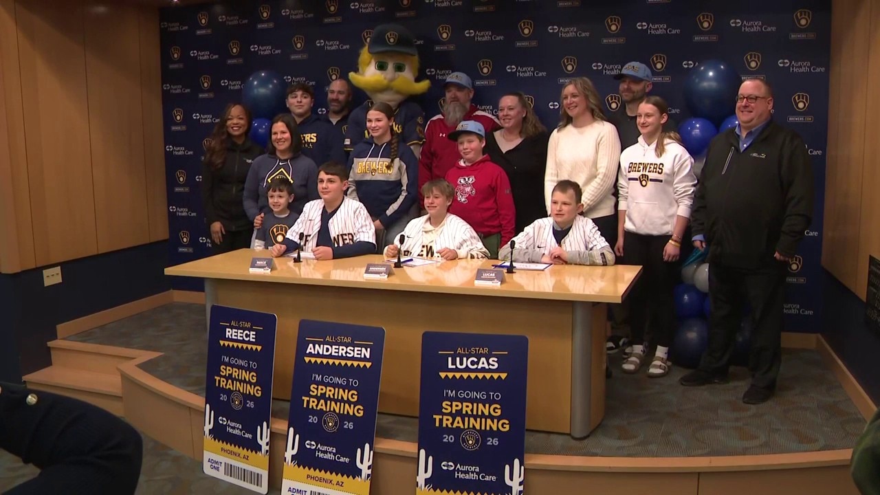 Brewers, Aurora Health Care surprise kids with trip to spring training