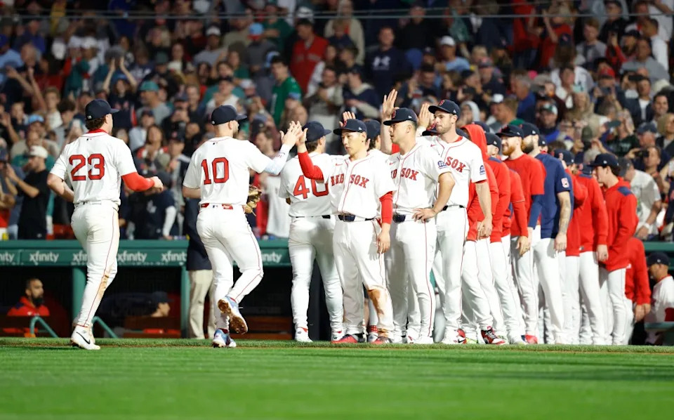 The Red Sox celebrate a win over the Yankees at Fenway Park in 2025. Jason Szenes / New York Post