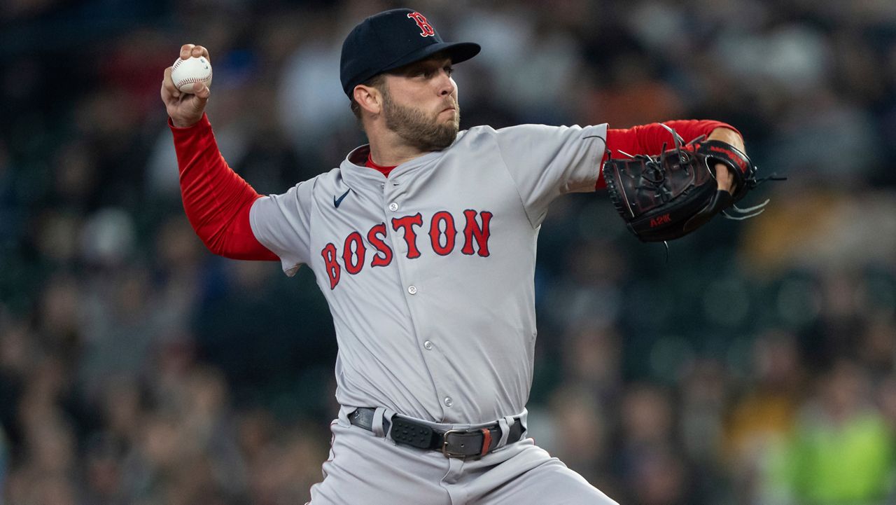 Boston Red Sox starter Kutter Crawford delivers a pitch against the Seattle Mariners during a baseball game, Saturday, March 30, 2024, in Seattle. (AP Photo/Stephen Brashear, File)
