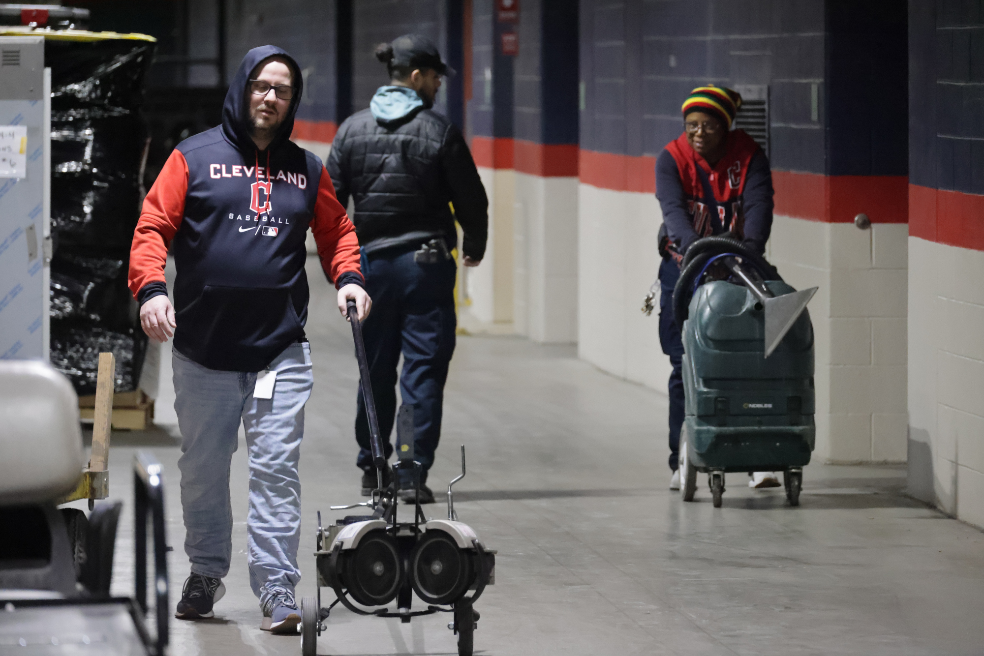 About a dozen Guardians employees and Andrews Moving & Storage workers loaded two trucks with a total of about 40,000 pounds of supplies on Thursday, January 29, 2026, at Progressive Field to be shipped to Goodyear, Arizona for spring training. The trucks are expected to be there next week.