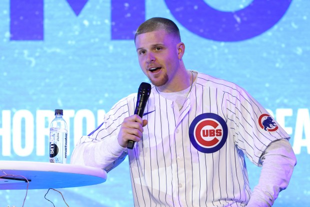 Cubs pitcher Cade Horton participates in a discussion during the Cubs Convention at the Sheraton Grand Chicago Riverwalk on Jan. 17, 2025. (John J. Kim/Chicago Tribune)