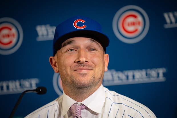 The Chicago Cubs introduce recently signed third baseman Alex Bregman at a press conference at Cubs offices, Thursday, Jan. 15, 2026. (E. Jason Wambsgans/Chicago Tribune)