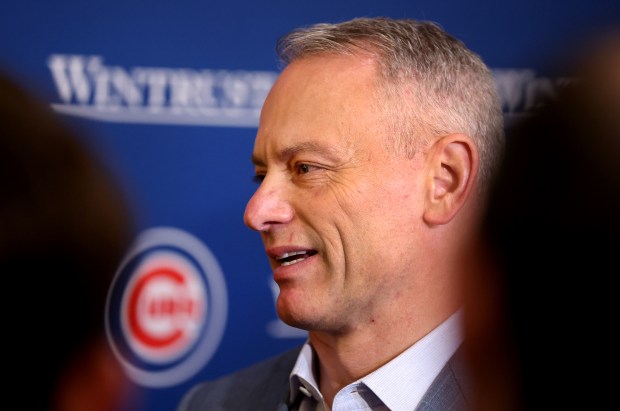 Chicago Cubs President of Baseball Operations Jed Hoyer speaks to the media during day 1 of the Cubs Convention at the Sheraton Grand Chicago on Friday, Jan. 16, 2026. (Chris Sweda/Chicago Tribune)
