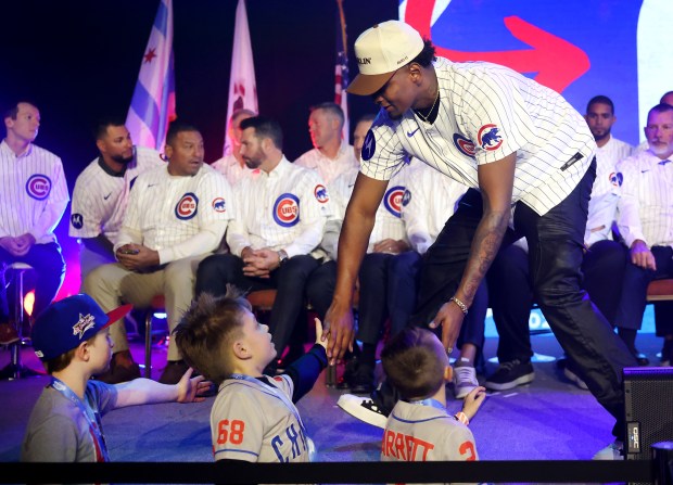 Chicago Cubs pitcher Edward Cabrera is introduced during day 1 of the Cubs Convention at the Sheraton Grand Chicago on Friday, Jan. 16, 2026. (Chris Sweda/Chicago Tribune)