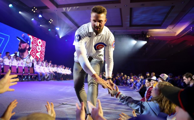Chicago Cubs pitcher Porter Hodge is introduced during day 1 of the Cubs Convention at the Sheraton Grand Chicago on Friday, Jan. 16, 2026. (Chris Sweda/Chicago Tribune)