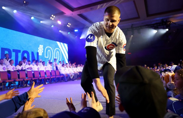 Chicago Cubs pitcher Cade Horton is introduced during day 1 of the Cubs Convention at the Sheraton Grand Chicago on Friday, Jan. 16, 2026. (Chris Sweda/Chicago Tribune)