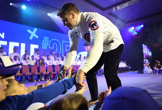 Chicago Cubs pitcher Justin Steele is introduced during day 1 of the Cubs Convention at the Sheraton Grand Chicago on Friday, Jan. 16, 2026. (Chris Sweda/Chicago Tribune)
