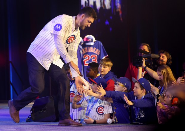 Chicago Cubs pitcher Colin Rea is introduced during day 1 of the Cubs Convention at the Sheraton Grand Chicago on Friday, Jan. 16, 2026. (Chris Sweda/Chicago Tribune)