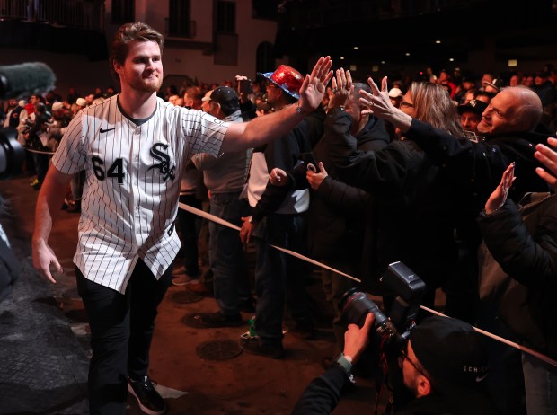 Chicago White Sox pitcher Shane Smith is introduced during SoxFest at the Ramova Theatre in Chicago's Bridgeport neighborhood on Friday, Jan. 30, 2026. (Chris Sweda/Chicago Tribune)