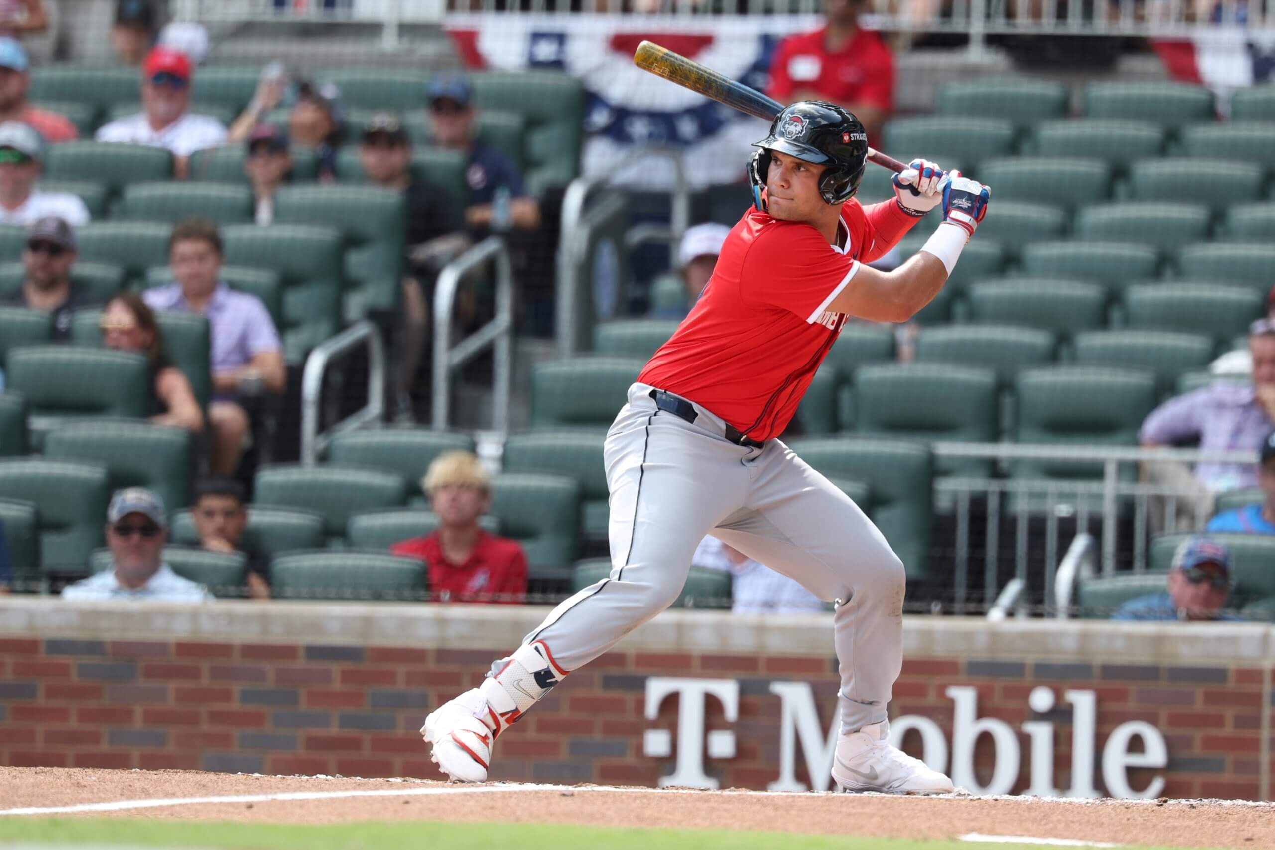 Josue Briceño #37 of the Detroit Tigers bats in the second inning during the 2025 All-Star Futures Game.