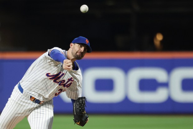Clay Holmes #35 of the New York Mets pitches during the second inning against the Miami Marlins at Citi Field on August 28, 2025 in New York City. 