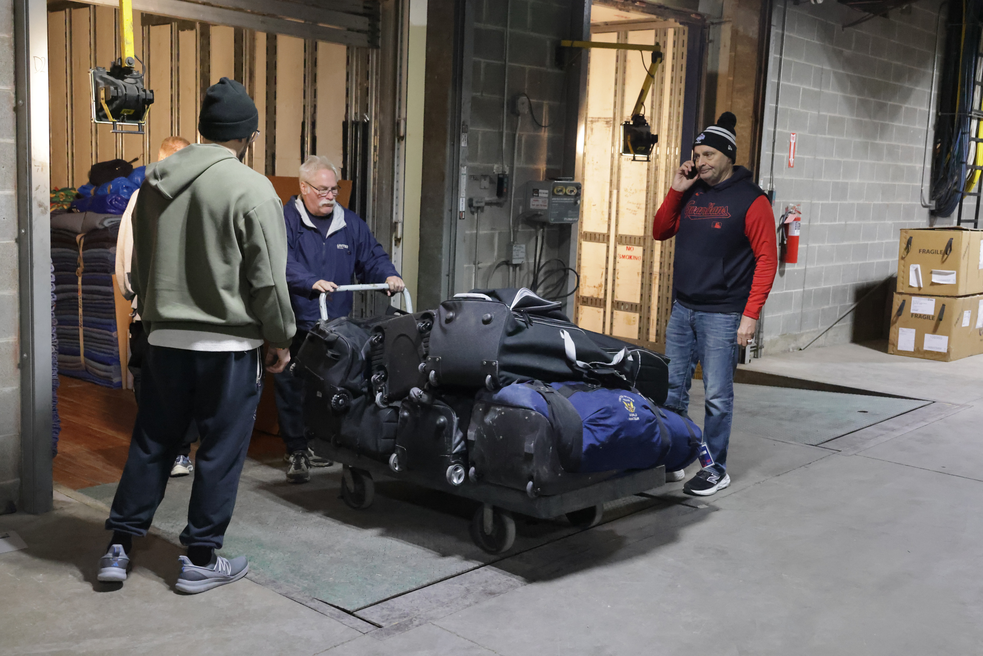 About a dozen Guardians employees and Andrews Moving & Storage workers loaded two trucks with a total of about 40,000 pounds of supplies on Thursday, January 29, 2026, at Progressive Field to be shipped to Goodyear, Arizona for spring training. The trucks are expected to be there next week.
