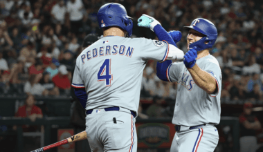 Texas Rangers hitters during a 2025 game, reflecting a lineup searching for more consistent offensive production beyond home runs heading into the 2026 season.