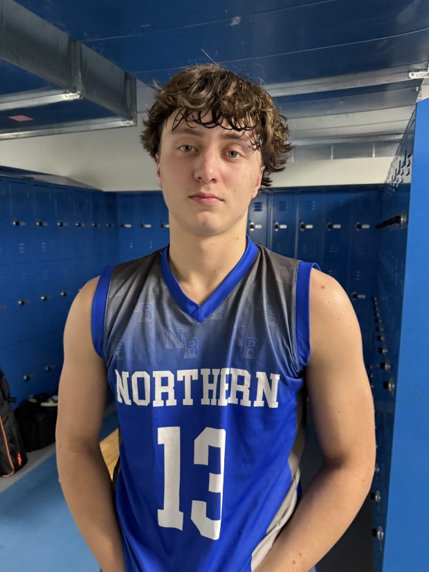 Senior Rowan Boyce starred for Northern Burlington in an 82-74 win against Allentown on Monday with 26 points. (Greg Johnson/ Trentonian Photo)
