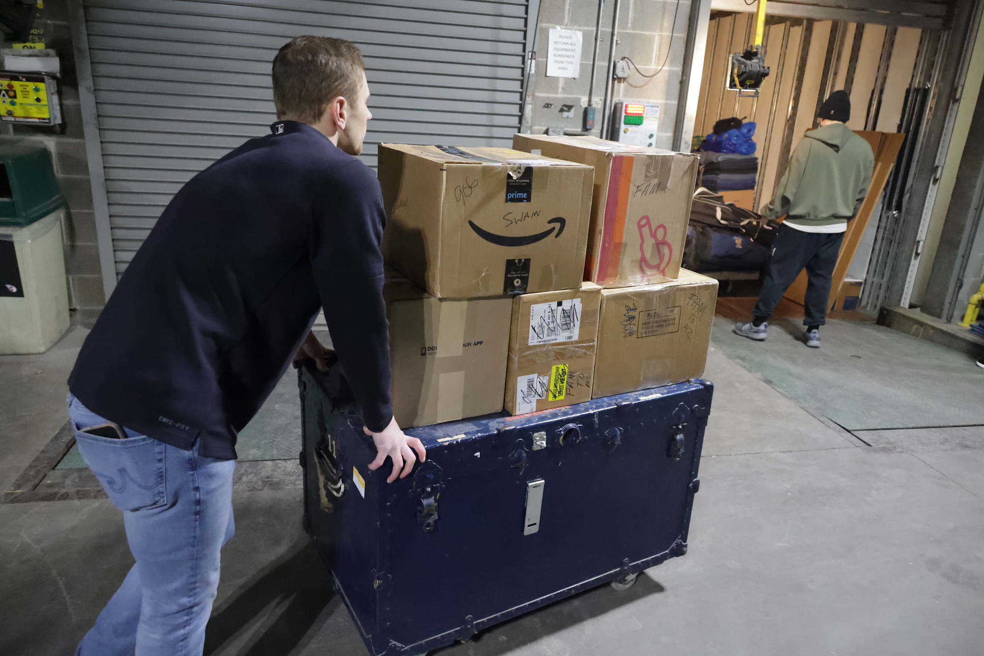 About a dozen Guardians employees and Andrews Moving & Storage workers loaded two trucks with a total of about 40,000 pounds of supplies on Thursday, January 29, 2026, at Progressive Field to be shipped to Goodyear, Arizona for spring training. The trucks are expected to be there next week.