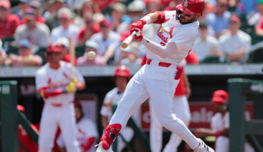 Former Los Angeles Dodgers outfielder Michael Siani with the St. Louis Cardinals during spring training in 2025
