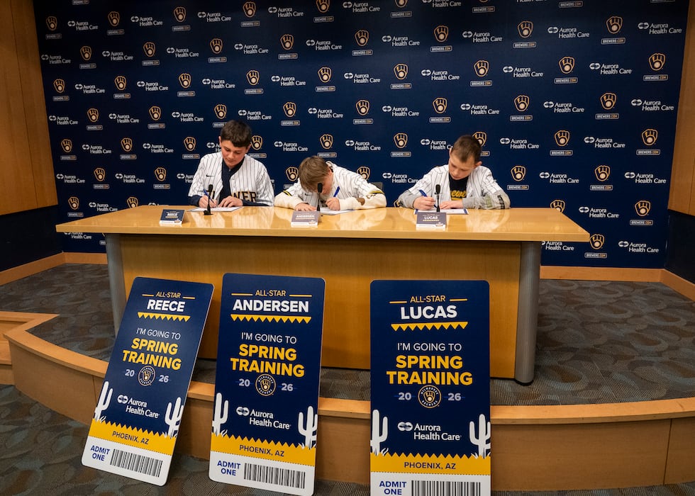 Aurora Health Care and Milwaukee Brewers surprise three young patients and their families with...
