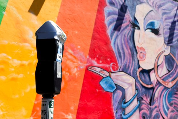 San Diego, California - September 16: A parking meter along Third Avenue in the Hillcrest neighborhood on Tuesday, Sept. 16, 2025 in San Diego, California. (Meg McLaughlin / The San Diego Union-Tribune)