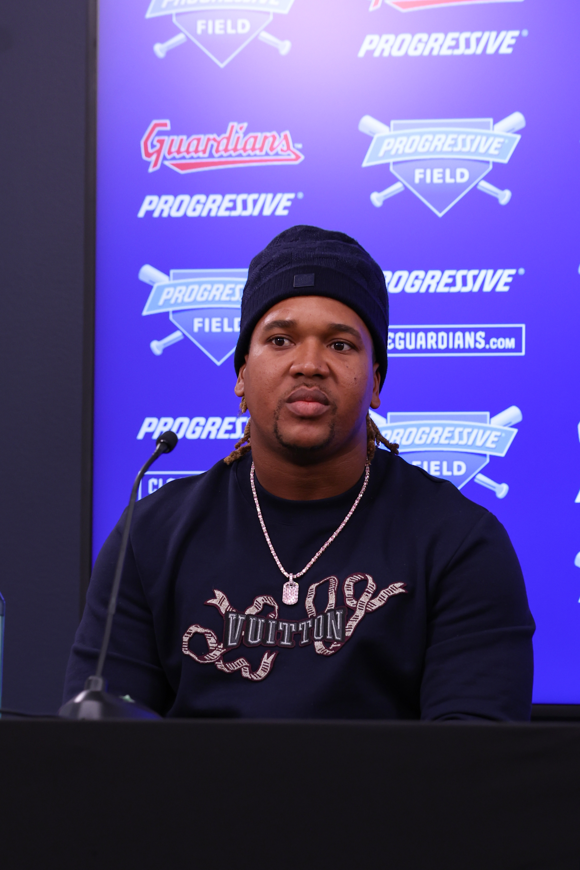 Photos from the Jose Ramirez contract extension news conference, Jan....