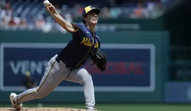 Brewers' pitcher got a picture of him giving up a 122.9 MPH home run as a Christmas present image