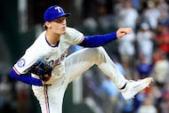 Texas Rangers relief pitcher Jacob Latz (67) finishes out the last Baltimore Orioles batter...