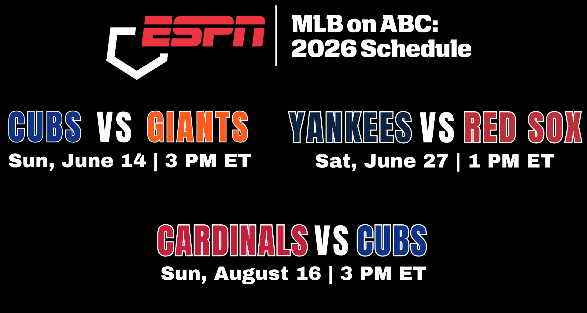 MLB on ABC: Boston Red Sox host New York Yankees in exclusive matinee presentation on June 27