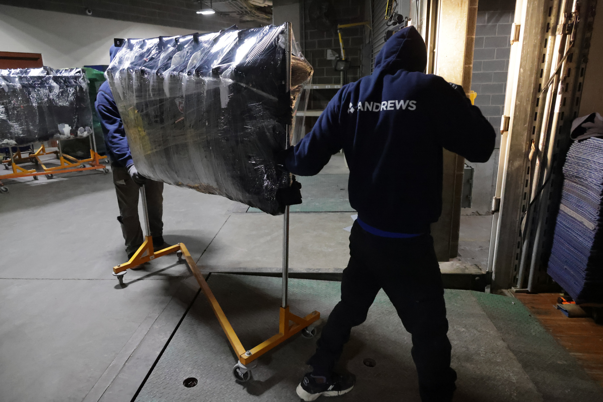About a dozen Guardians employees and Andrews Moving & Storage workers loaded two trucks with a total of about 40,000 pounds of supplies on Thursday, January 29, 2026, at Progressive Field to be shipped to Goodyear, Arizona for spring training. The trucks are expected to be there next week.