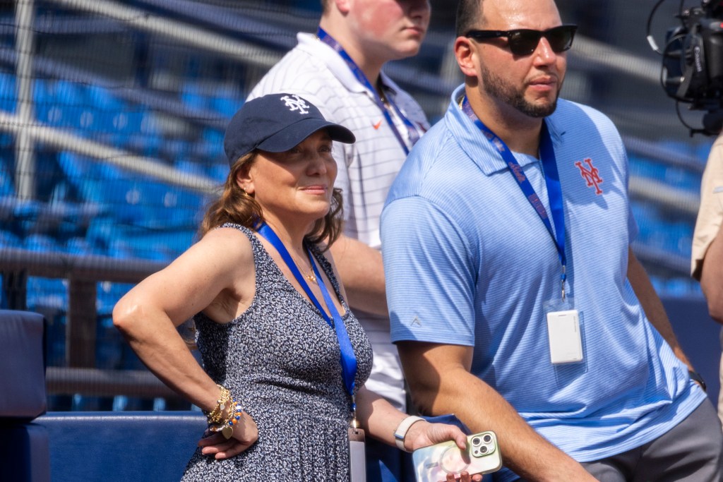 Alex Cohen, wife of New York Mets owner Steve Cohen, looking on at Spring Training.