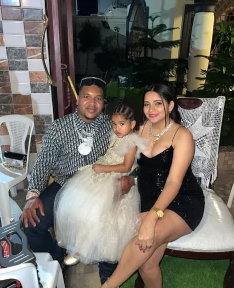 Jose Ramirez with his wife and kid