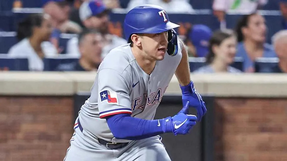 Wyatt Langford hits a single