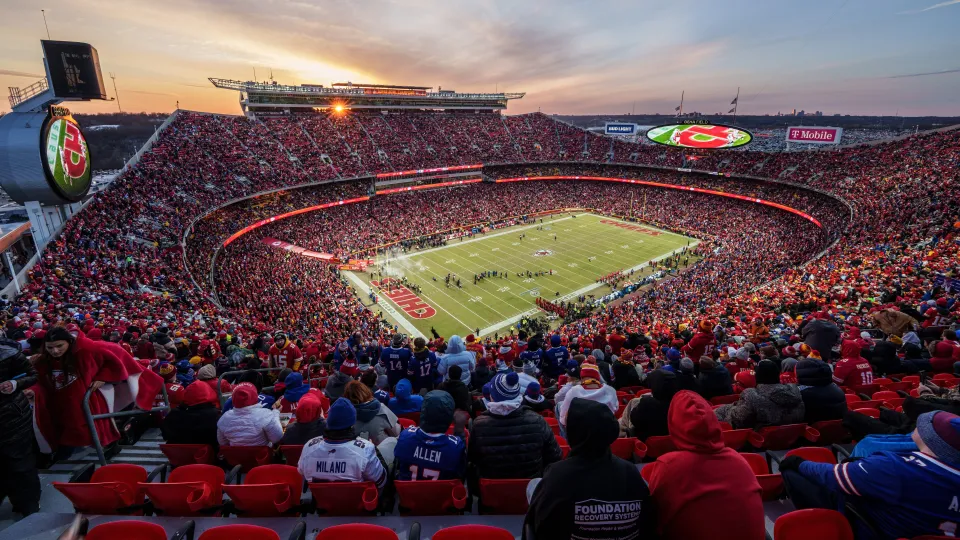A general view prior to the AFC Championship NFL football game Between the Buffalo Bills and Kansas City Chiefs at GEHA Field at Arrowhead Stadium on January 26, 2025