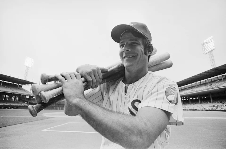 (Original Caption) July 10, 1971-Chicago: Bill Melton, one of the Chicago White Sox players to be selected for the 1971 American League All Star team, is currently leading the American League in home runs with 20, as of July 10th. Melton, who broke a White Sox record last year with a total of 35 homers, is currently ahead of last year's pace. The other White Sox headed for the All Star team is Wilbur Wood, who will replace the ailing Sam McDowell of Cleveland.