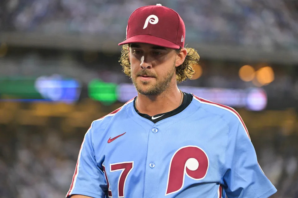 Philadelphia Phillies pitcher Aaron Nola (27)© Jayne Kamin-Oncea-Imagn Images