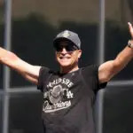 Los Angeles Dodgers Manager Dave Roberts celebrating the 2025 World Series.