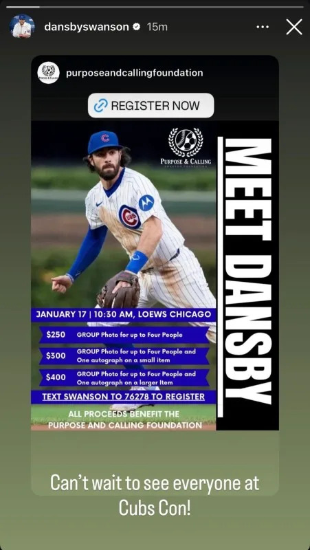 Cubs shortstop Dansby Swanson's Instagram Story on Jan. 7, 2026&commat;dansbyswanson on Instagram